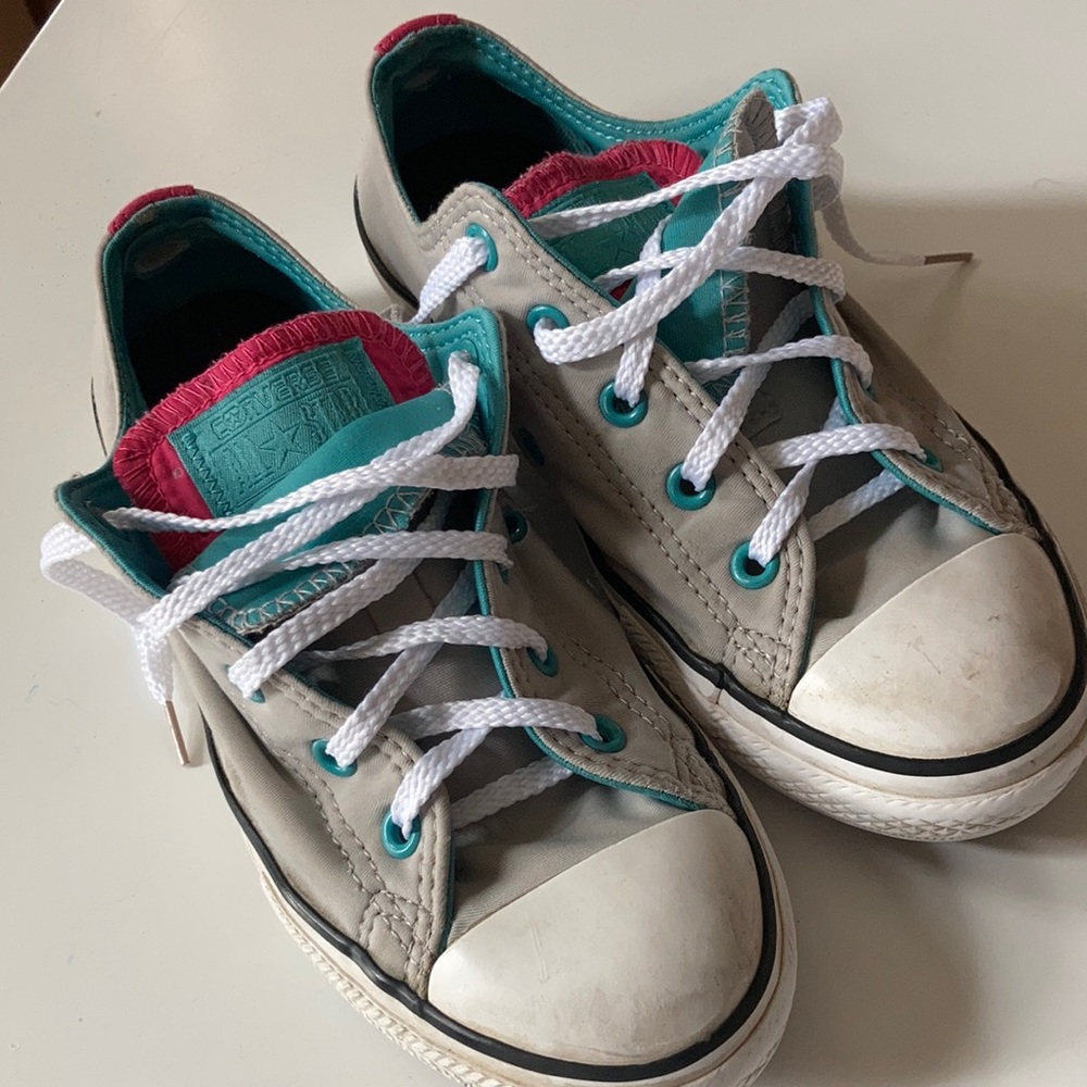 Converse All Star Grey Teal Pink Low-top